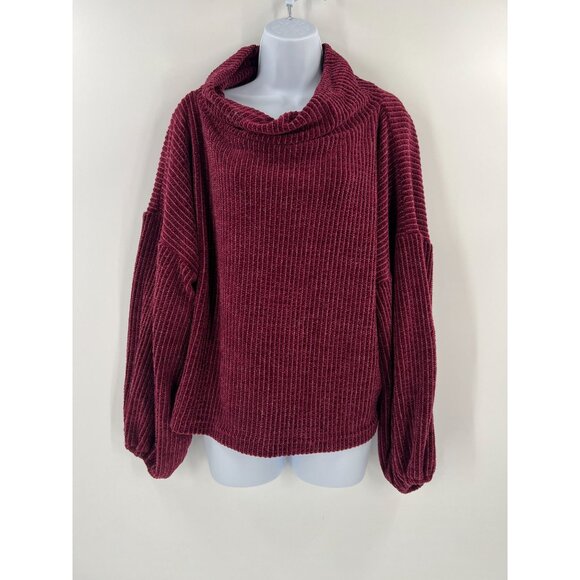Ivy Jane M/L Burgundy Chenille Cowl Neck Sweater - Picture 1 of 7